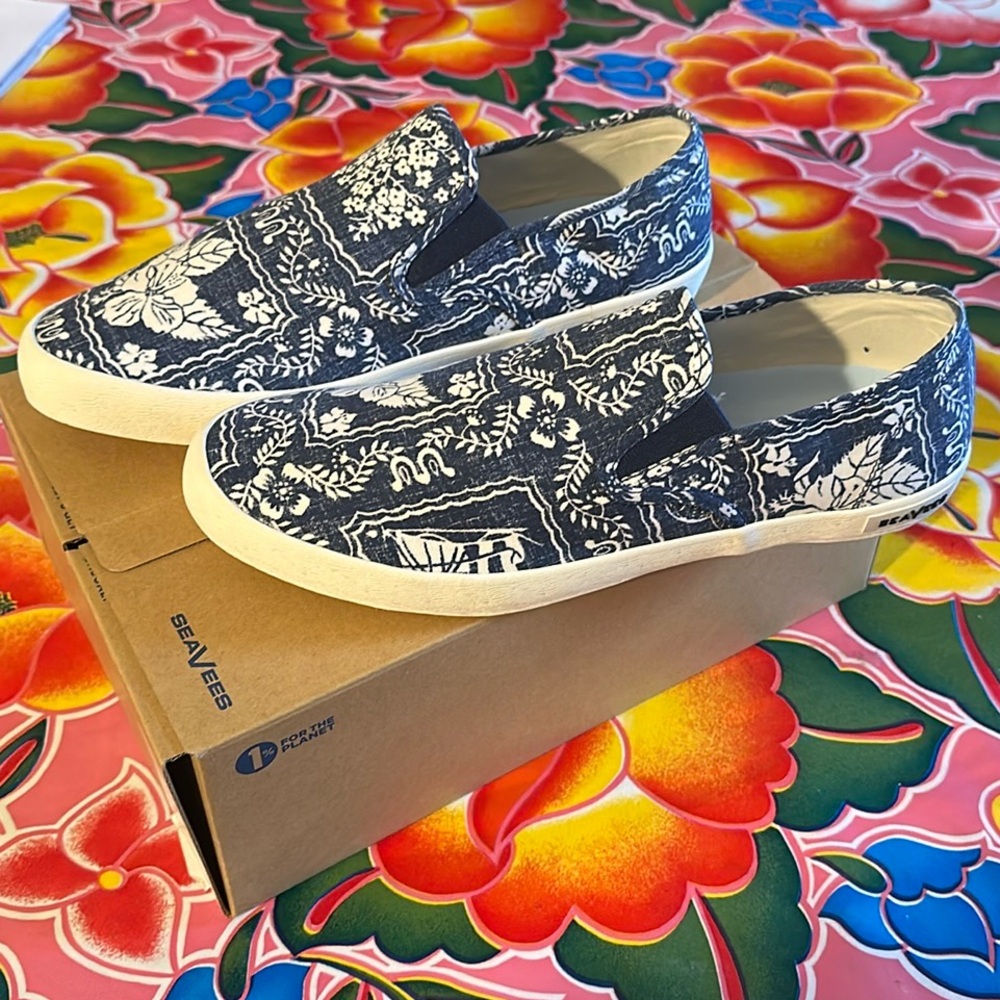 Seavees Slip On Shoes Mens 12 Reyn Spooner Baja Blue Casual Low Top Sneaker